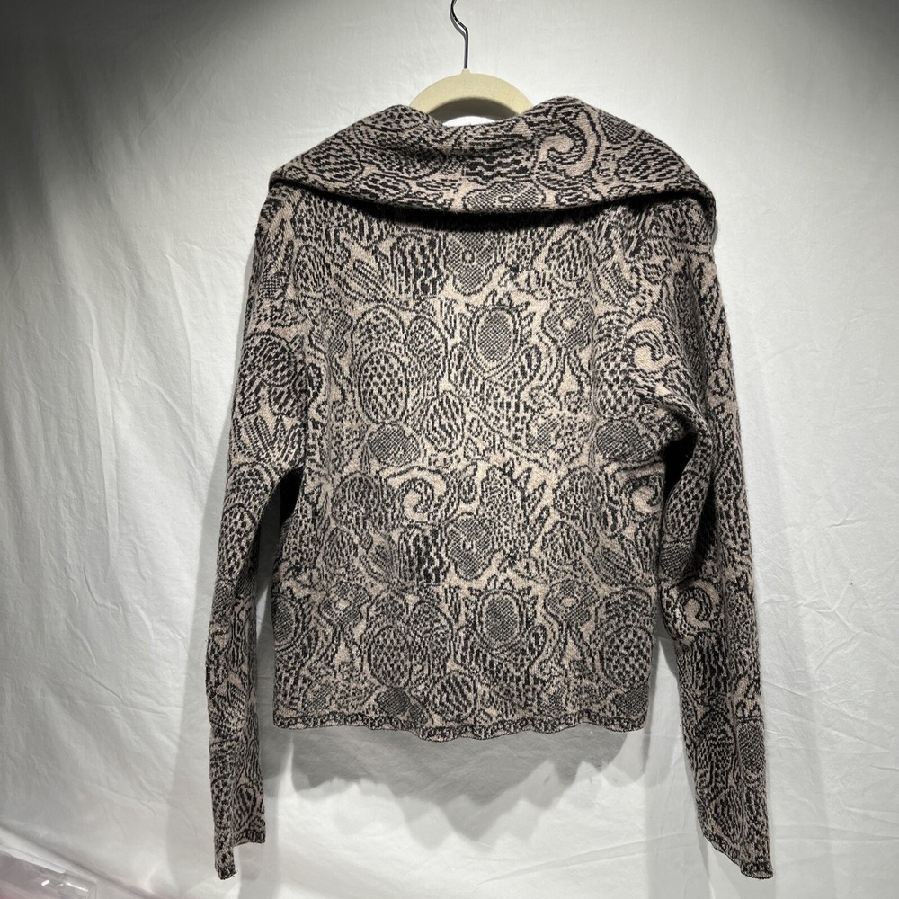 Sweater‎ Knit Jacket Shawl Collar Button Front Geometric Print Made in Italy L - Picture 4 of 11